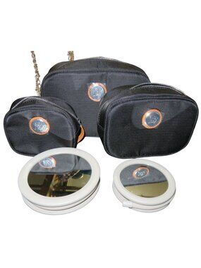 Joy Mangano JM Black NY Beauty Set of Cosmetic Cases and Hook mirrors & dustbags